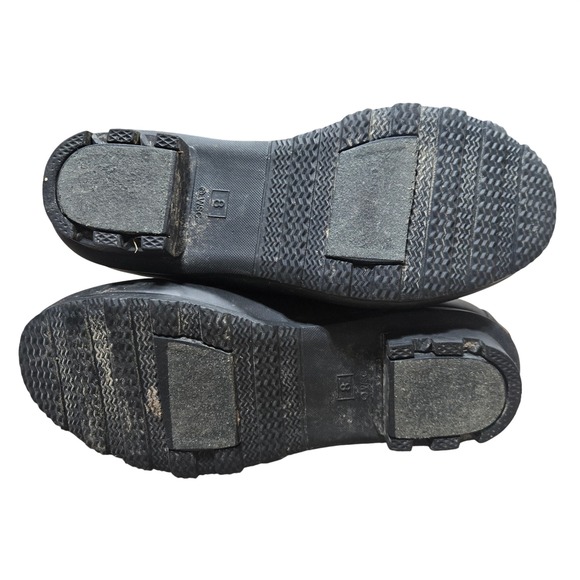 Chooka Classic Mid Calf Racer Herringbone Black Rubber Rain Boots Womens 8 - Picture 5 of 7